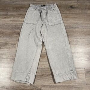Gap	Women's Jeans High Rise Wide Leg Pull On Elastic Waist S Light Gray
